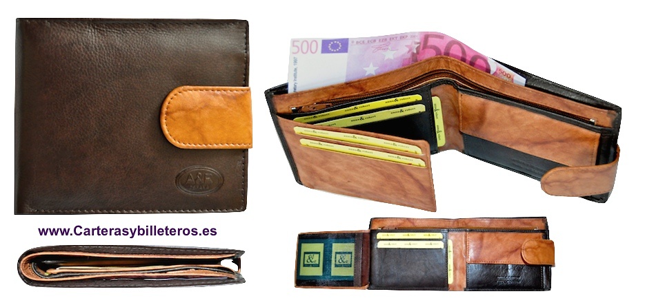 PORTFOLIO FOR MAN OF LEATHER WITH WALLET AND CLOSING STRAP 