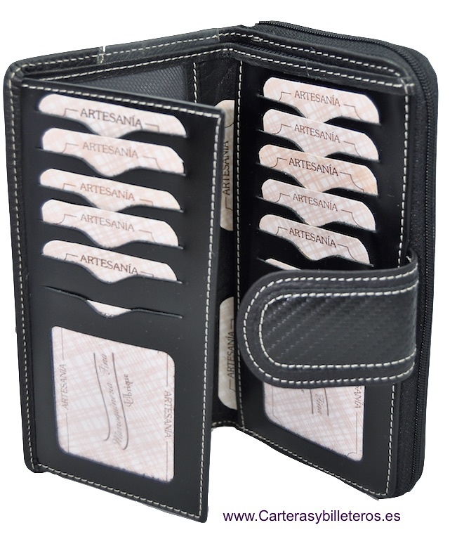 PURSE WALLET FOR WOMEN LEATHER AND CARBON FIBER GRANDE 