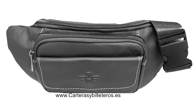 QUALITY LEATHER BAG FOR WAIST WITH FOUR POCKETS 