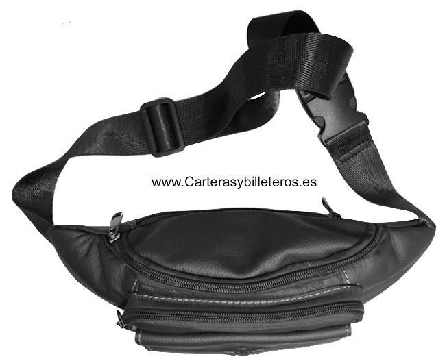 QUALITY LEATHER BAG FOR WAIST WITH FOUR POCKETS 