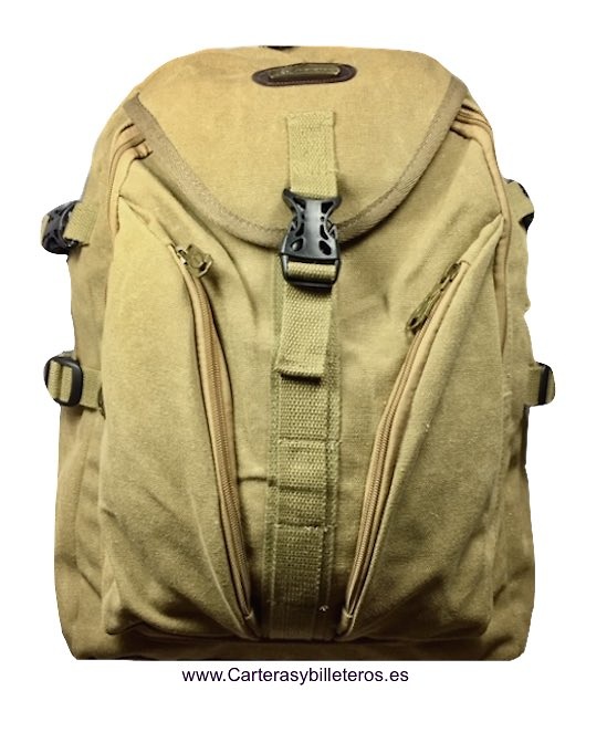 RESISTANT CANVAS BACKPACK WITH 6 POCKETS AND PADDED SHOULDERS 