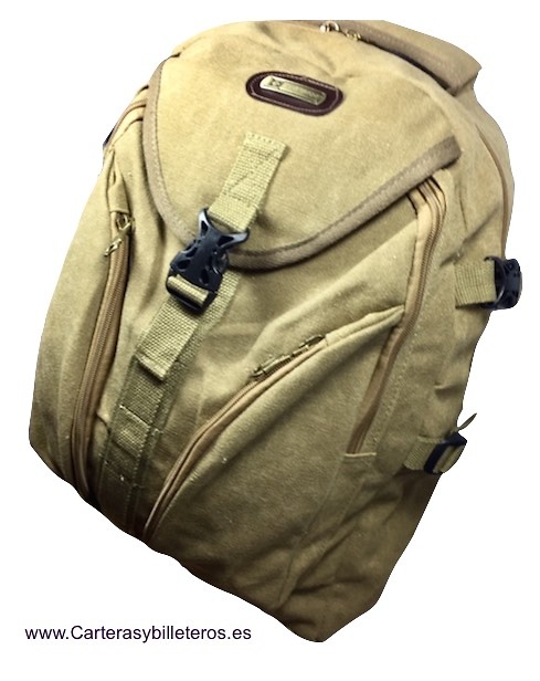 RESISTANT CANVAS BACKPACK WITH 6 POCKETS AND PADDED SHOULDERS 