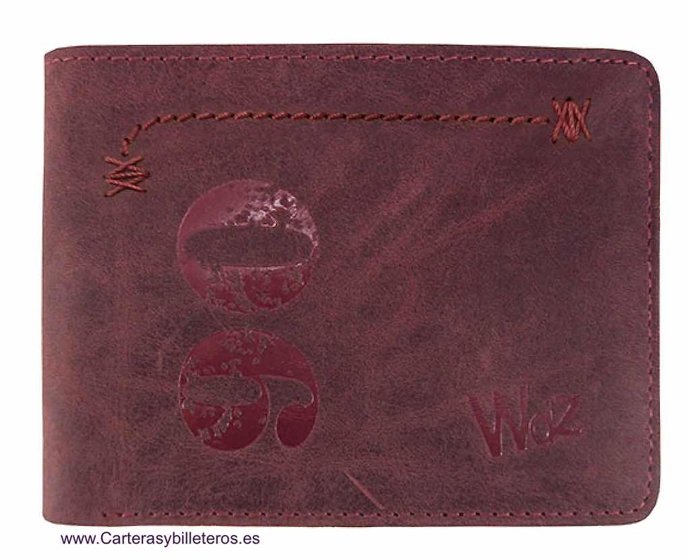 RETRO 90'S MEN'S WALLET CARD HOLDER IN DISTRESSED LEATHER 