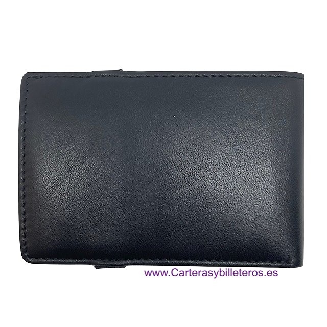 SMALL LEATHER WALLET WITH ELASTIC AND PURSE FOR 7 CARDS 