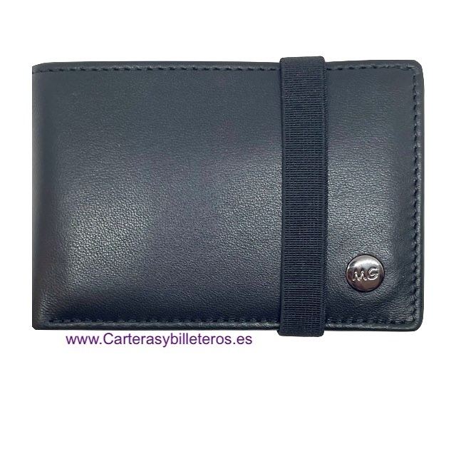 SMALL LEATHER WALLET WITH ELASTIC AND PURSE FOR 7 CARDS 