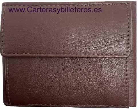 SMALL MEN'S WALLET WITH EXTERNAL LEATHER COIN PURSE 