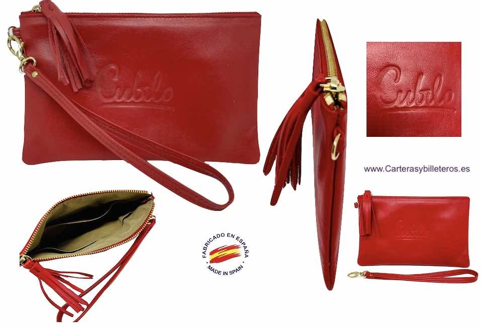 LUXURY RED LEATHER HANDBAG FOR WOMAN BRAND CUBILO 
