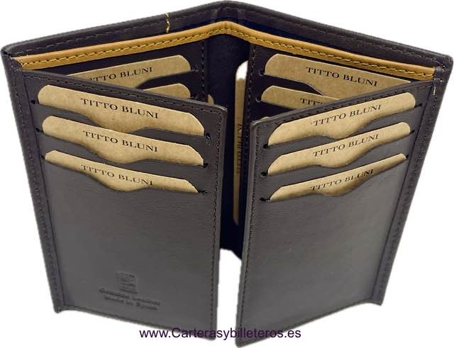 TITTO BLUNI MEN'S LEATHER CARD HOLDER TITTO BLUNI FOR 16 CARDS WITH DOUBLE WALLET 