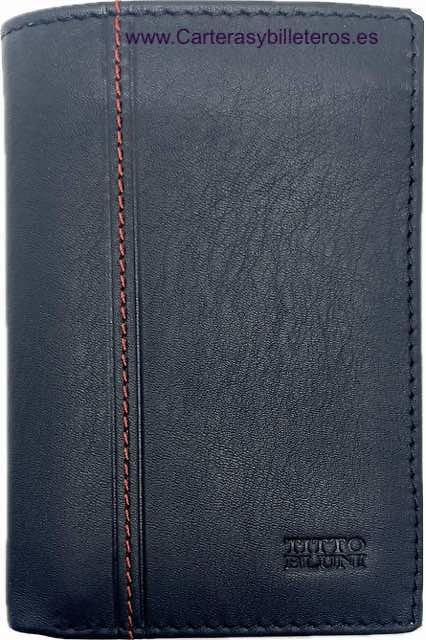 TITTO BLUNI MEN'S LEATHER CARD HOLDER TITTO BLUNI FOR 16 CARDS WITH DOUBLE WALLET 