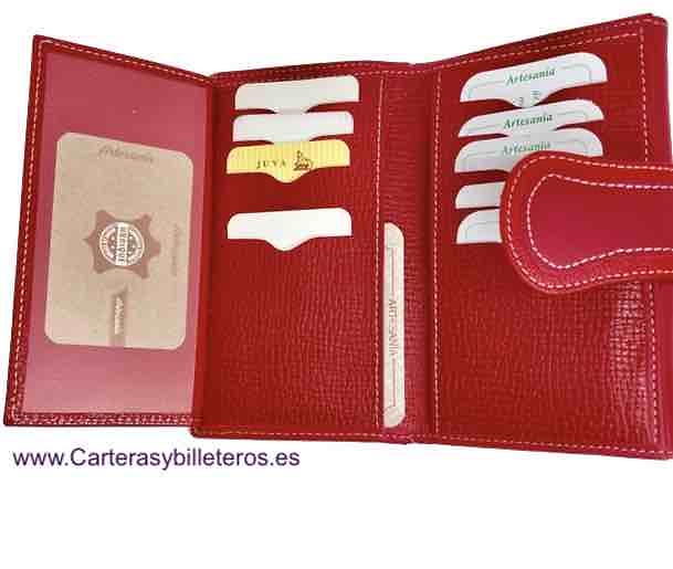 UBRIQUE LEATHER WOMEN'S MEDIAN RED WALLET WITH ZIPPER PURSE 