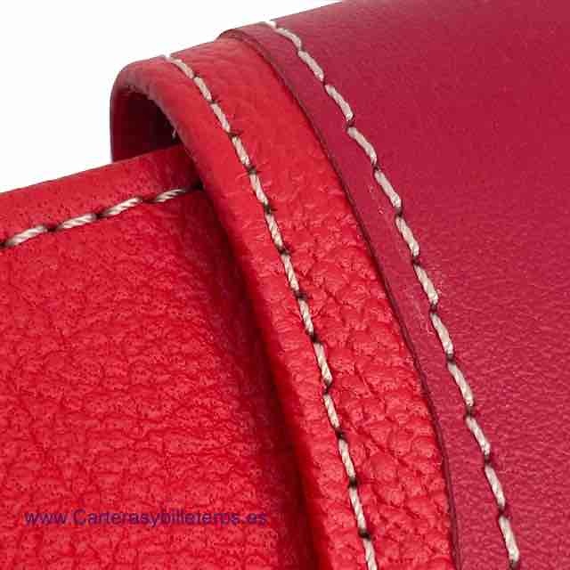 UBRIQUE LEATHER WOMEN'S RED BIG WALLET WITH ZIPPER PURSE 