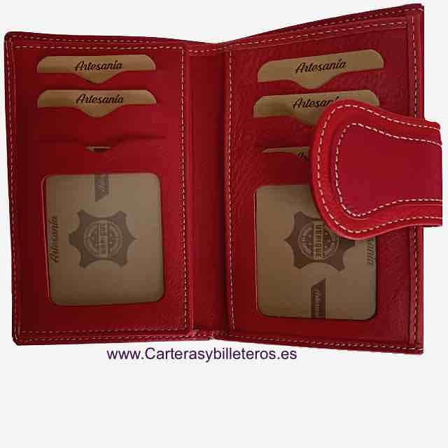 UBRIQUE LEATHER WOMEN'S RED WALLET WITH ZIPPER PURSE 