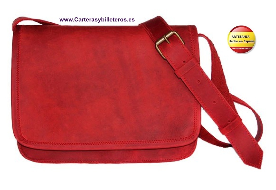 UNISEX RED OILED LEATHER BAG WITH LEATHER TOP AGED 