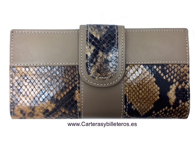 WALLET FOR WOMAN MADE IN LEATHER OF BEEF AND SNAKE MEDIAN FOR 9 CARDS 