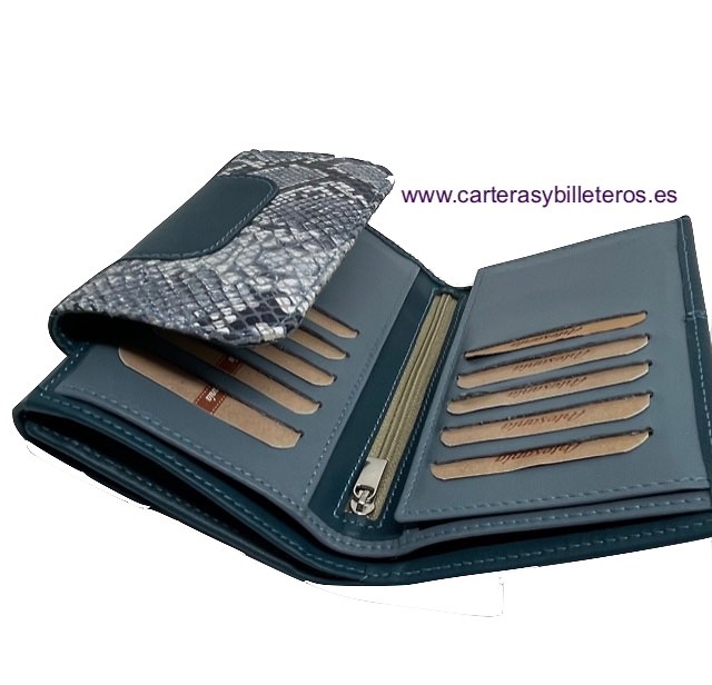 WALLET FOR WOMAN MADE IN LEATHER OF BEEF AND SNAKE 