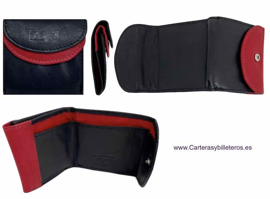 LEATHER PURSE WALLET WITH MINI BLACK AND RED WALLET 