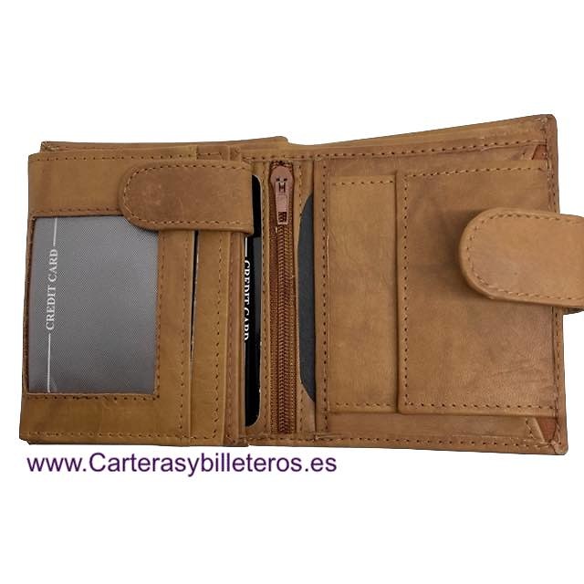 WALLET OF MAN MADE LEATHER STRAP CLOSURE 