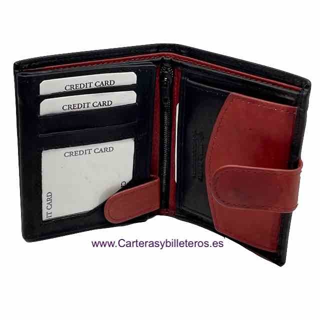 WALLET OF MAN MADE LEATHER STRAP CLOSURE 