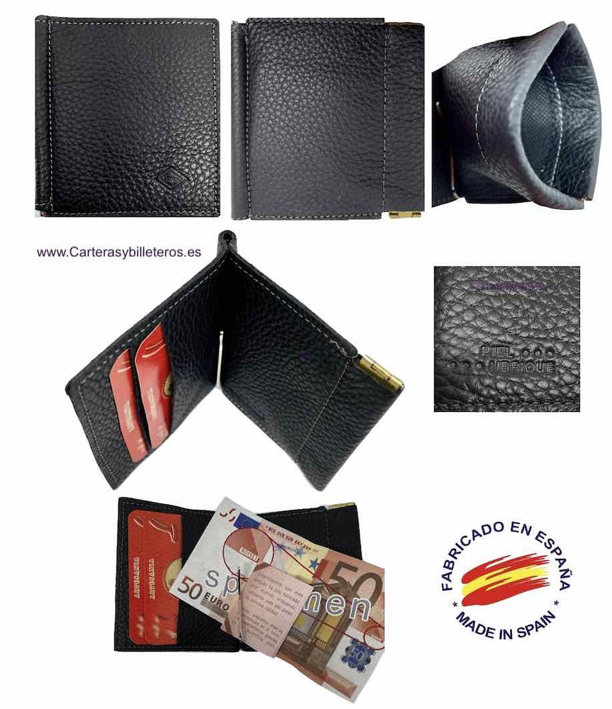 MEN'S WALLET WITH CLAMP WITH PURSE STRIPE IN EXTRA STRONG LEATHER 