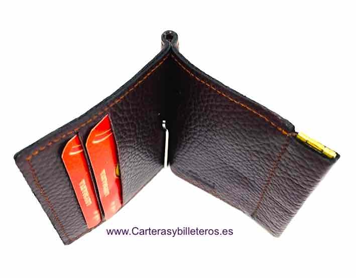 WALLET OF SKIN WITH WALLET PER NOZZLE PRESSURE AND CLIP FOR NOTES 
