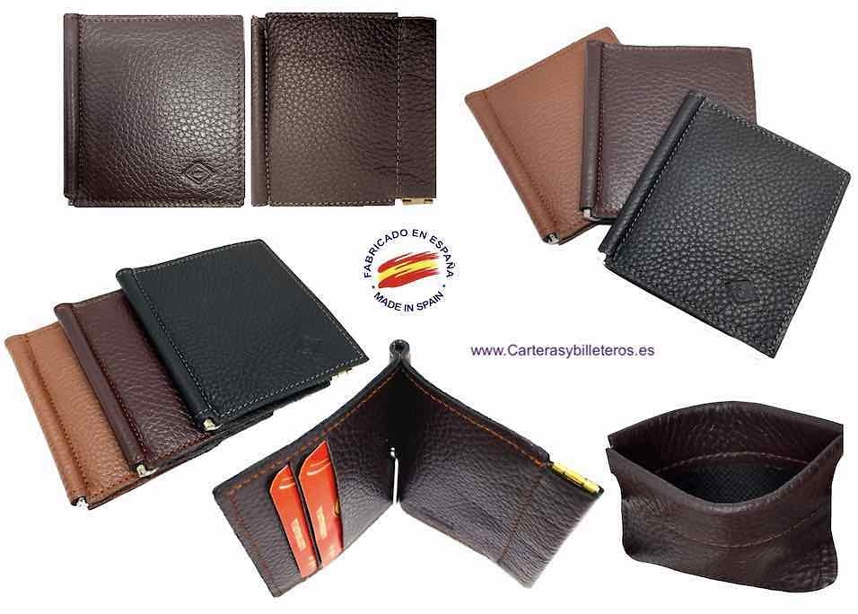 MEN'S WALLET CLIP WALLET PURSE EXTRA STRONG LEATHER STRIPE 