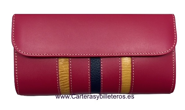 WALLET OF WOMAN LEATHER PURSE MADE IN SPAIN HANDCRAFT LONG 