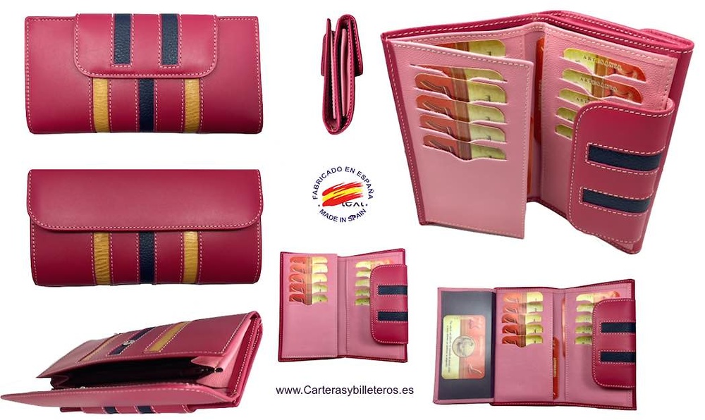 WALLET OF WOMAN LEATHER PURSE MADE IN SPAIN HANDCRAFT 