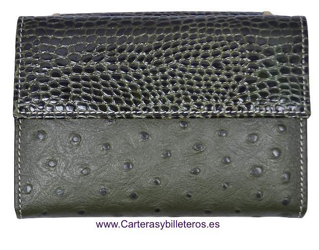 WALLET OF WOMAN SKIN OF OSTRICH MADE IN SPAIN HANDCRAFT 