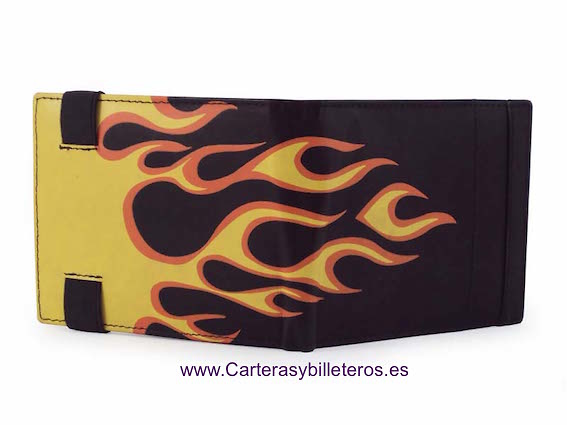 WALLET WITH FLAMES FOR MAN MADE OF SKIN 