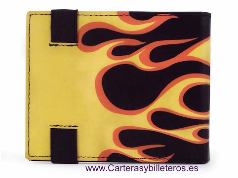WALLET WITH FLAMES FOR MAN MADE OF SKIN 