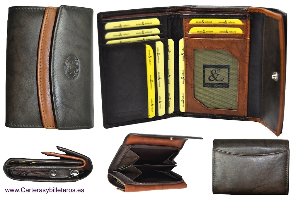 WALLET WOMAN WITH DOUBLE FLAP LEATHER 