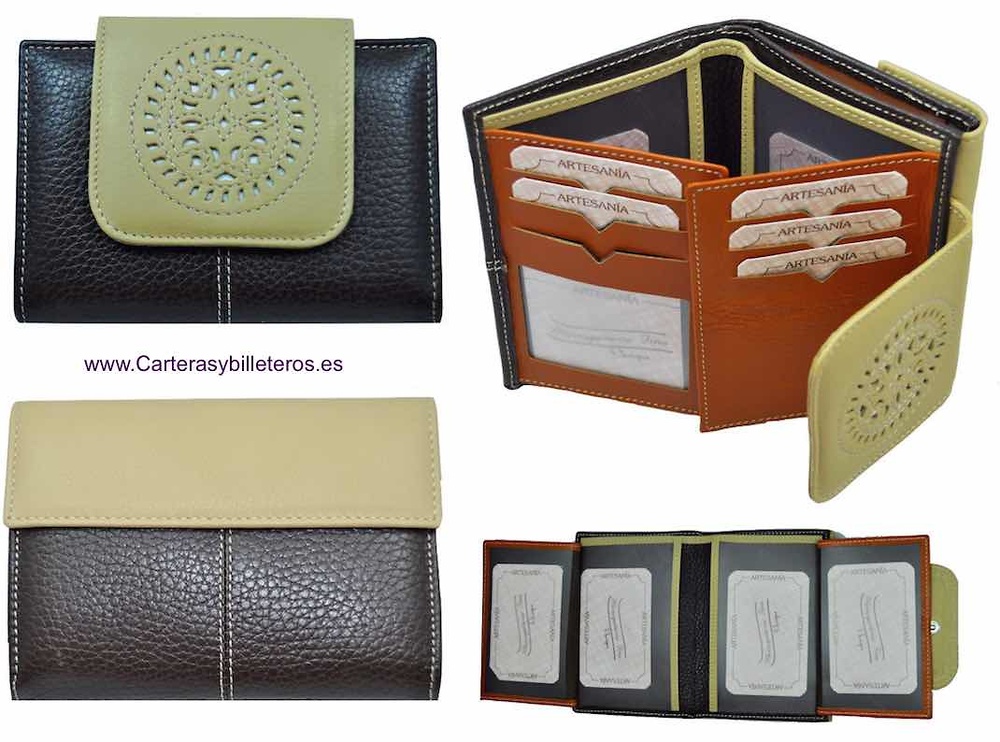 WALLET WOMEN'S WITH A LEATHER BOW WITH ORNAMENT MADE IN SPAIN 