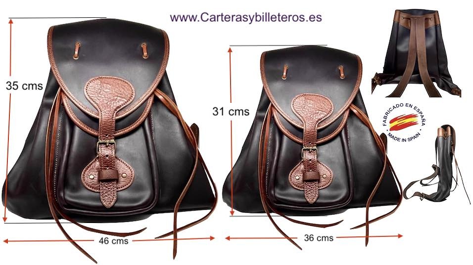WAXED LEATHER AND LEATHER BAG BACKPACK WITH WATERPROOF INTERIOR LINING 