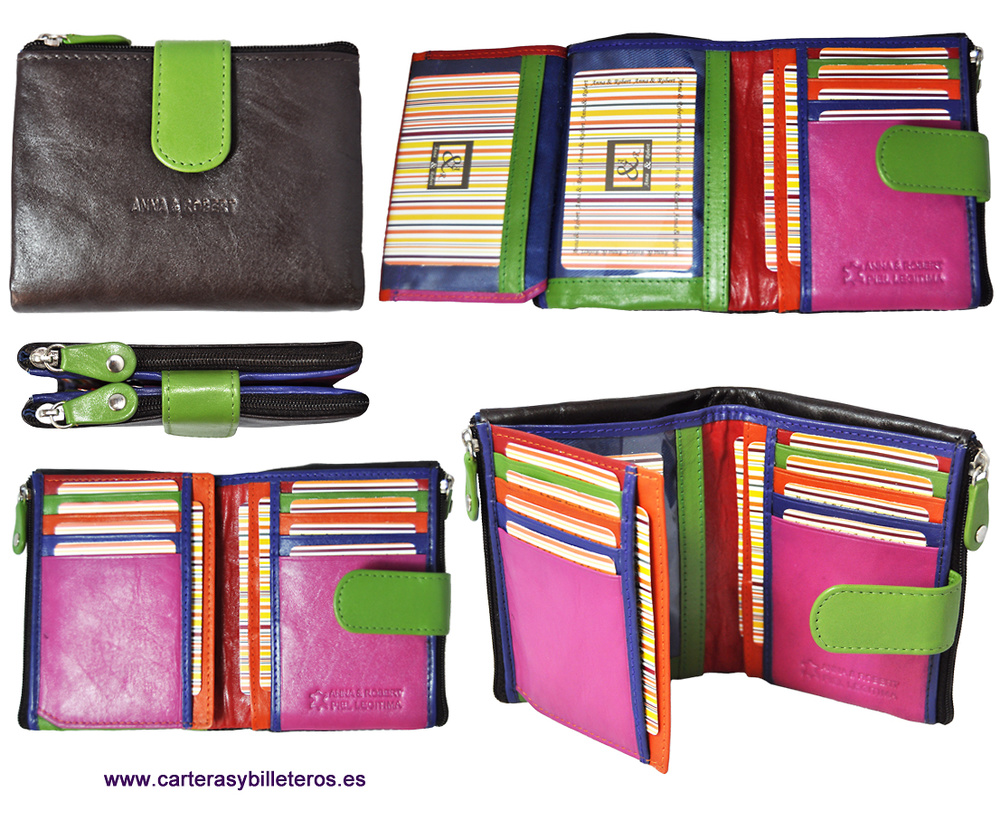 WOMAN LEATHER BILLFOLD AND WALLET VERY COMPLETE, NEW DESIGN 