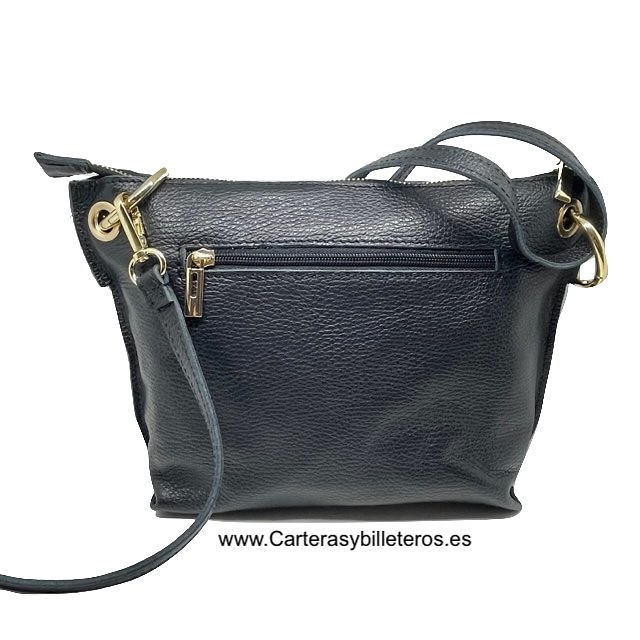 WOMEN'S BLACK BAG IN QUALITY PEED LEATHER MADE IN ITALY MEDIUM 