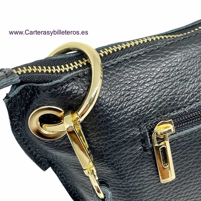 WOMEN'S BLACK BAG IN QUALITY PEED LEATHER MADE IN ITALY MEDIUM 