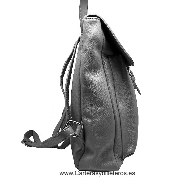 WOMEN'S BLACK LEATHER BACKPACK MADE IN ITALY WITH POCKETS BLACK 