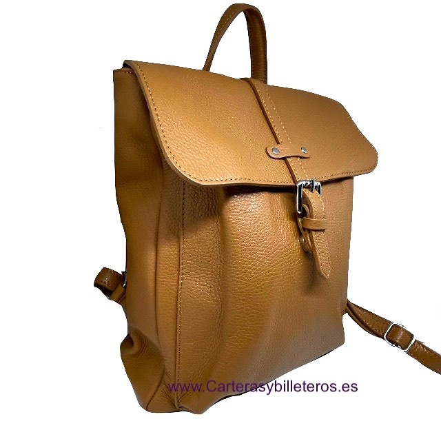 WOMEN'S LEATHER BACKPACK MADE IN ITALY WITH POCKETS 
