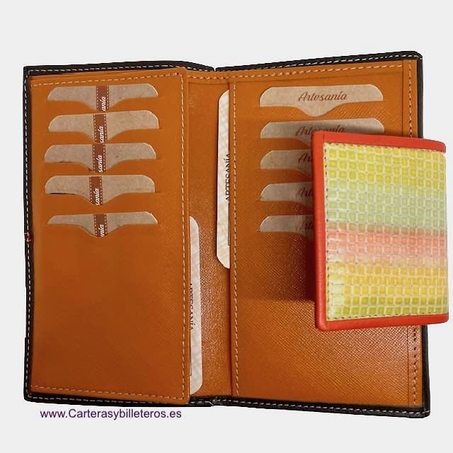 WOMEN'S LEATHER MEDIAN WALLET WITH RAINBOW CLOSURE 