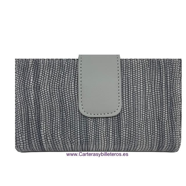 WOMEN'S LEATHER WALLET UBRIQUE SNAKE GREY PEARLISED LEATHER 