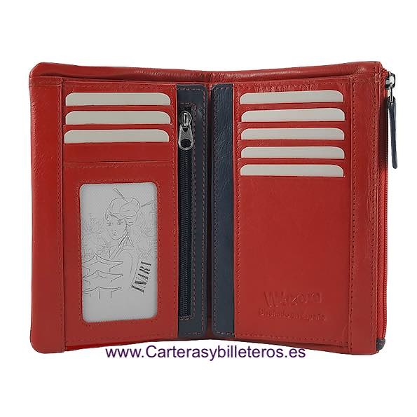 WOMEN'S LEATHER WALLET WITH ELASTIC CLOSURE AND WALLET COMPARTMENT WITH 20 CARDHOLDERS 