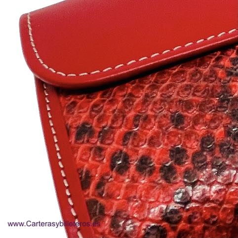 WOMEN'S LEATHER WALLET WITH RED PURSE MADE IN SPAIN GREAT CAPACITY 