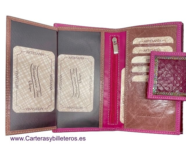 WOMEN'S MEDIUM SNAKE AND COW LEATHER WALLET 