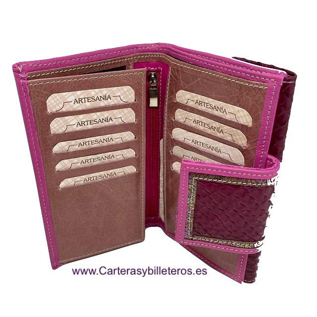 WOMEN'S MEDIUM SNAKE AND COW LEATHER WALLET 