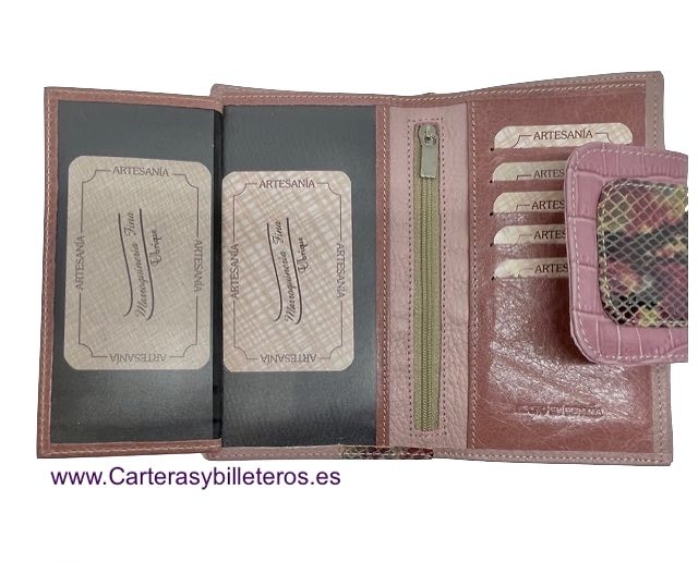 WOMEN'S MEDIUM SNAKE AND MAUVE COW LEATHER WALLET 