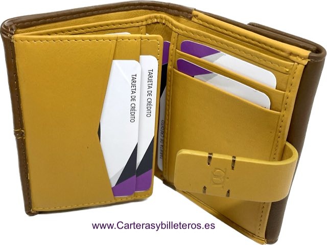 WOMEN'S SMALL LEATHER WALLET WITH WALLET AND COIN PURSE LEYVA 