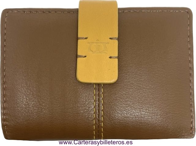 WOMEN'S SMALL LEATHER WALLET WITH WALLET AND COIN PURSE LEYVA 