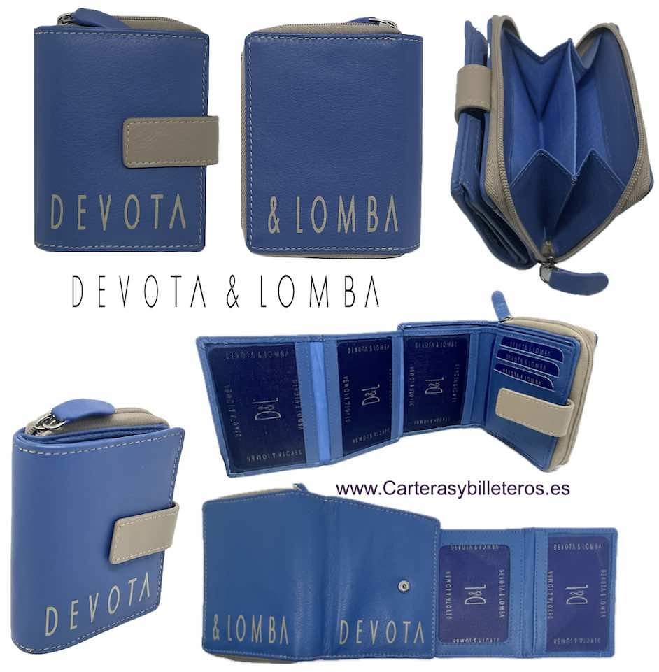 WOMEN'S SMALL WALLET BRAND DEVOTA & LOMBA WALLET CARD HOLDER AND ZIPPED COIN PURSE 