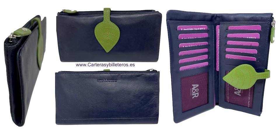 WOMEN'S SOFT LEATHER WALLET WITH PURSE AND BILLFOLD LONG 