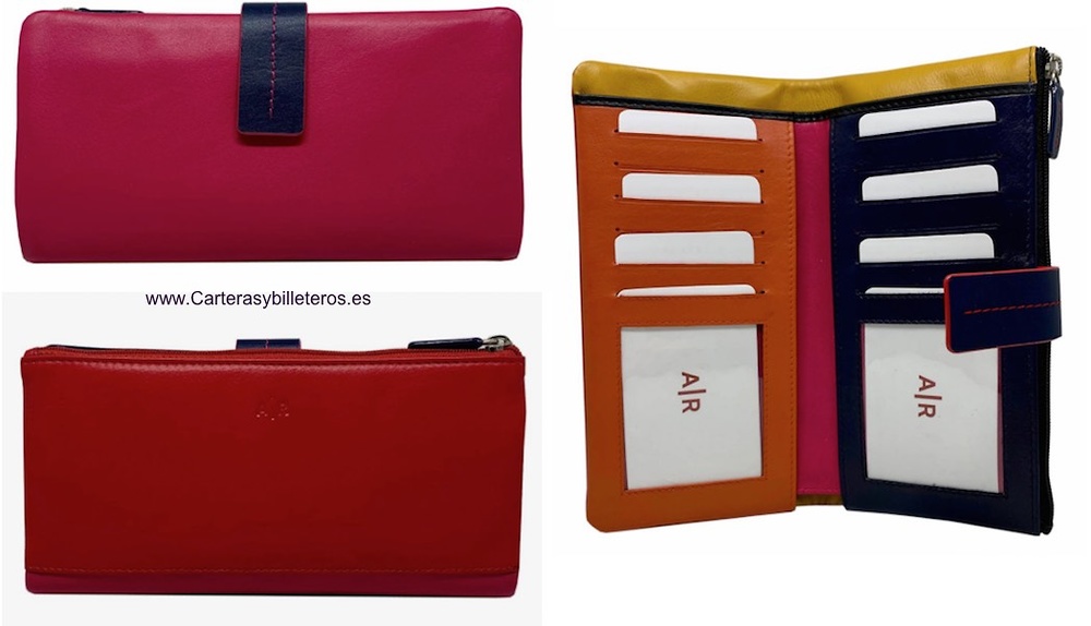 WOMEN'S SOFT LEATHER WALLET WITH PURSE AND BILLFOLD LONG 